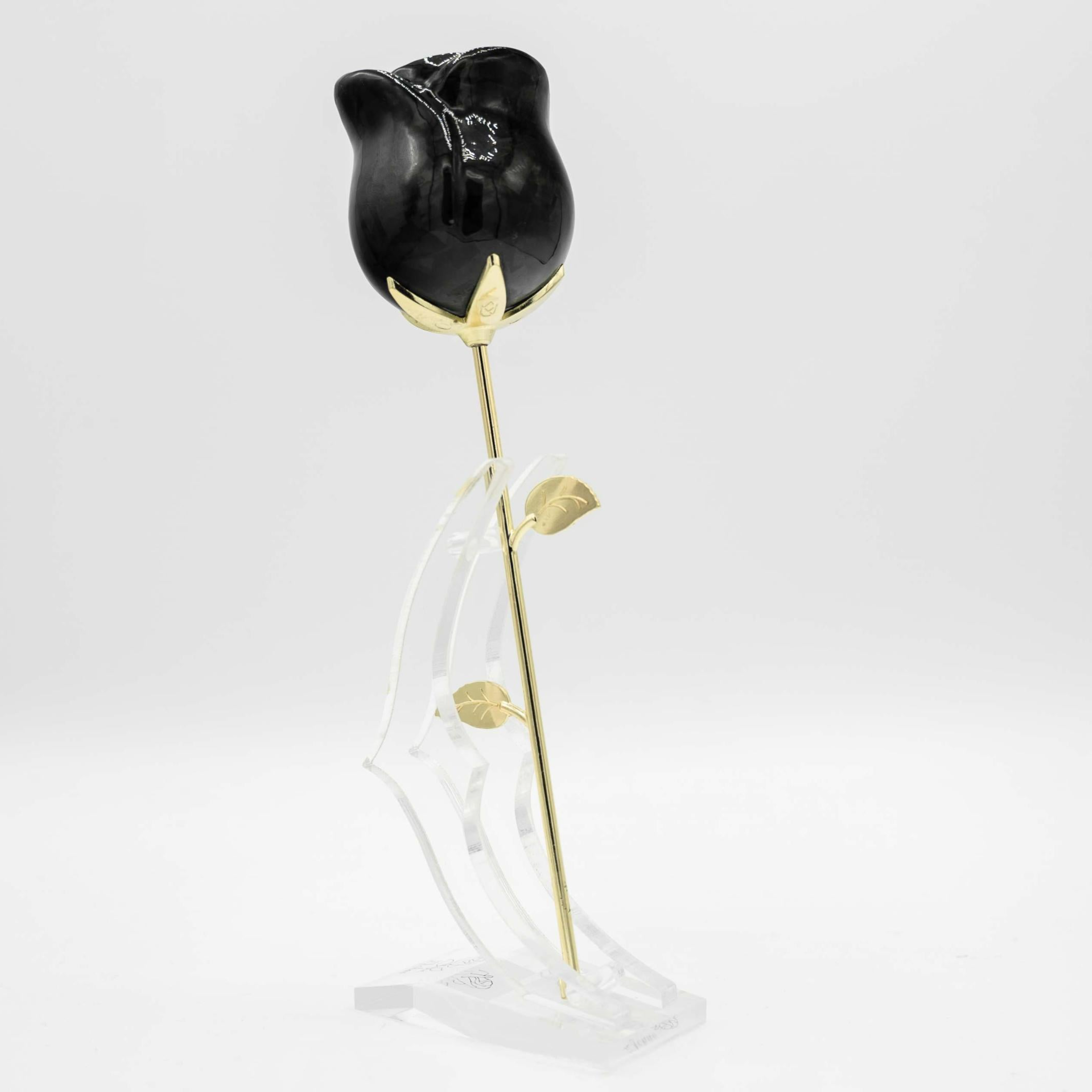 Midnight Gloss Carbon Rose with Opulent Gold Stem